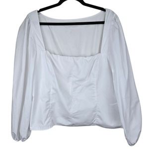 Abercrombie & Fitch Women Cropped Shirt Size XL Beach Bohemian Cottagecore Smock